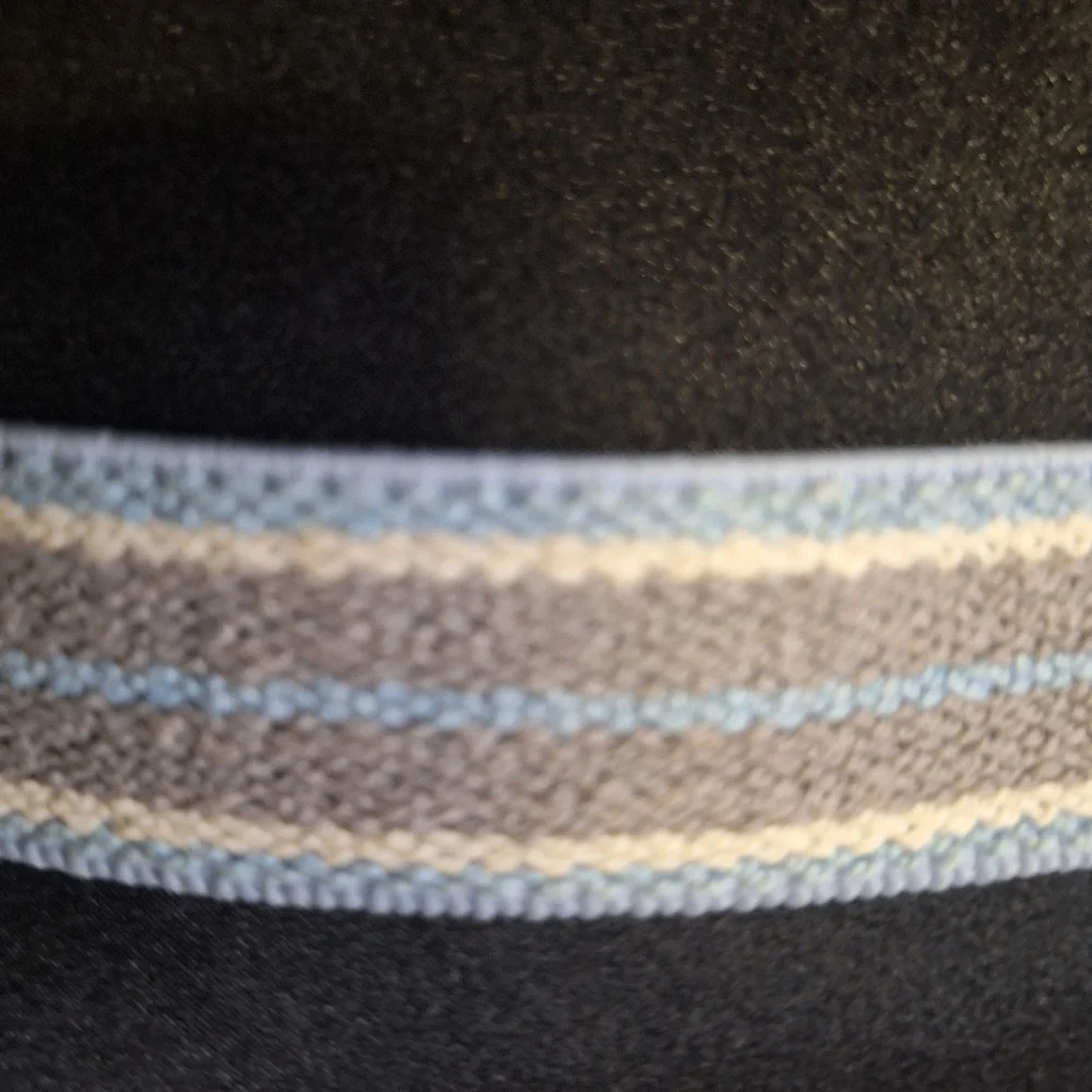 Blue & Toupe,White Stretch Belt WFaux leather Buckle Size Small Med 32